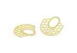 Brass Honeycomb Earring, 2 Raw Brass Semi Honeycomb Stud Earrings (30x31mm) E652 A5874