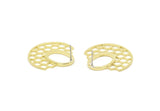 Brass Honeycomb Earring, 2 Raw Brass Semi Honeycomb Stud Earrings (30x31mm) E652 A5874