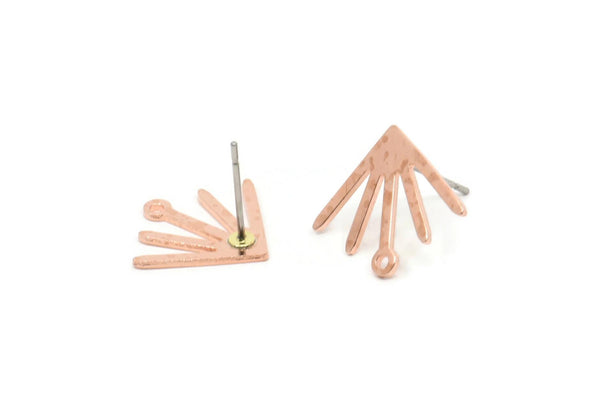 Copper Sun Earring, 8 Raw Copper Sun Stud Earrings With 1 Loop (18x15x0.80mm) M02433 A5980