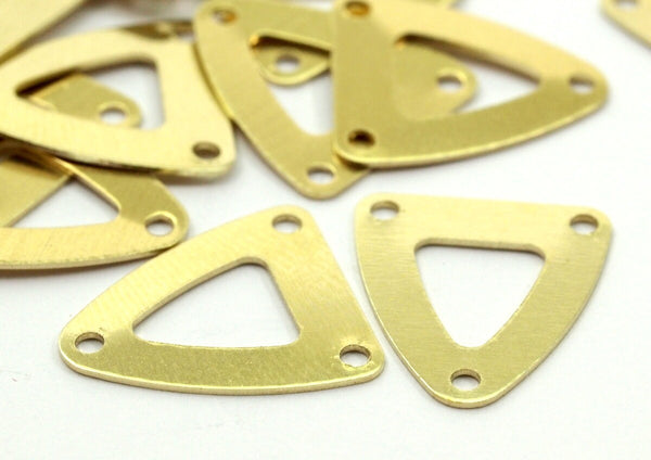 Brass Triangle Charm, Raw Brass Triangle Charms with 3 Holes (13.5x15mm)   D0012--N0673
