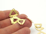 Brass Triangle Charm, Raw Brass Triangle Charms with 3 Holes (13.5x15mm)   D0012--N0673