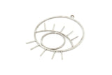 Silver Eye Charm, 2 Antique Silver Plated Brass Eye Charms With 1 Loop, Pendants, Earrings (43x35x1mm) D1313