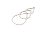 Silver Drop Charm, 8 Antique Silver Plated Brass Drop Shaped Charms With 1 Loop, Findings (39x19x0.60mm) SMP0144 A5756