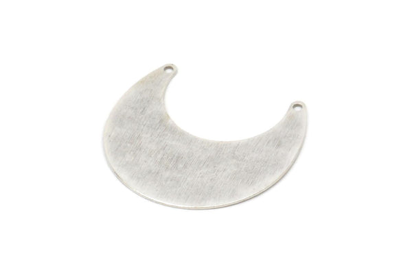 Gümüş Ay Tılsımı, 2 Delikli, Bağlantı Parçalı, Bağlantı Parçalı 8 Dokulu Antik Gümüş Kaplama Pirinç Boynuz Tılsımı (25x12x0,50 mm) D1213