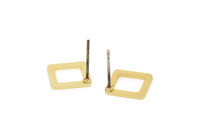 Gold Square Earring, 6 Gold Plated Brass Square Stud Earrings (10x0.80mm) Y115 A1816