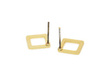 Gold Square Earring, 6 Gold Plated Brass Square Stud Earrings (10x0.80mm) Y115 A1816