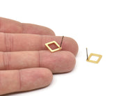 Gold Square Earring, 6 Gold Plated Brass Square Stud Earrings (10x0.80mm) Y115 A1816