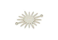 Silver Sunny Connector, 6 Silver Tone Sunny Connectors With 2 Loops (26.5x22x1mm) E039