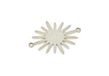 Silver Sunny Connector, 6 Silver Tone Sunny Connectors With 2 Loops (26.5x22x1mm) E039