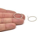Silver Circle Earring, 6 Silver Tone Circle Stud Earrings (22x1x1mm) BS 1093 A1455