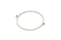 Silver Round Connector, 8 Antique Silver Plated Brass Round Shaped Connectors With 2 Loops, Earring Findings, Connectors (34x30x1mm) A3908