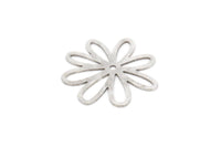 Silver Flower Charm, 10 Antique Silver Plated Brass Flower Charms With 1 Hole, Earring Findings (22x21x0.60mm) A5117