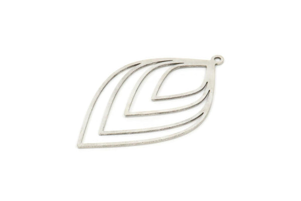 Gümüş Damla Charm, 1 Döngülü 2 Antik Gümüş Kaplama Pirinç Damla Şeklinde Charm (42x25x0,60 mm) A6429