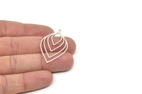 Gümüş Damla Charm, 1 Döngülü 2 Antik Gümüş Kaplama Pirinç Damla Şeklinde Charm (42x25x0,60 mm) A6429