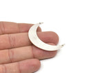 Silver Moon Charm, 2 Antique Silver Plated Brass Crescent Moon Charms With 2 Holes (46x11x0.90mm) M831
