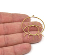 Brass Eye Charm, 4 Raw Brass Eye Charms With 1 Loop, Pendants, Earrings (43x35x1mm) D1313