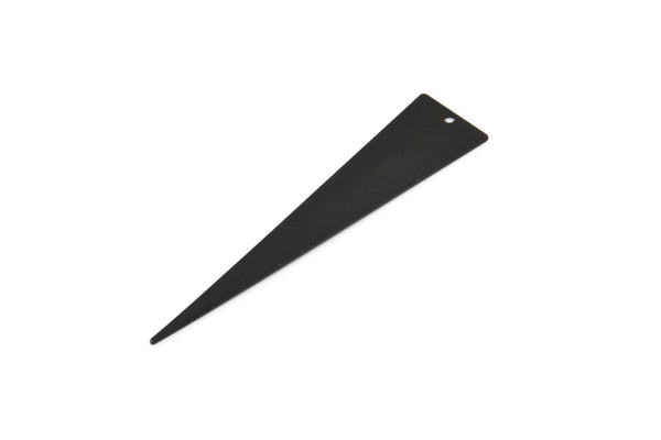 Siyah Üçgen Charm, 1 Delikli 4 Oksitlenmiş Siyah Pirinç Üçgen Charm, Küpeler, Bulgular (60x13x0,60 mm) D1133