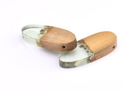 Resin Oval Pendant, Green Brown Oval Pendant With 2 Holes, Earrings (44x16x8mm) X080