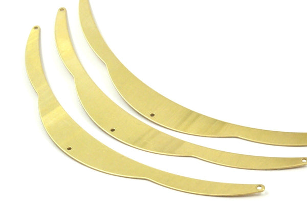 Brass Choker Findings - 3 Raw Brass Choker Findings With 3 Holes (145x0.80mm)   D170--C091