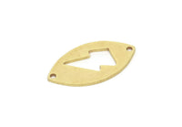 Pirinç Markiz Tılsımı, 2 Delikli, Bağlantı Parçalı Ham Pirinç Şimşek Desenli Markiz Şekilli Tılsımlar (23x12x1mm) SMP2130