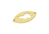 Pirinç Markiz Tılsımı, 2 Delikli, Bağlantı Parçalı Ham Pirinç Şimşek Desenli Markiz Şekilli Tılsımlar (23x12x1mm) SMP2130