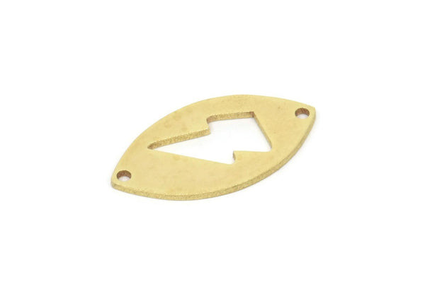 Pirinç Markiz Tılsımı, 2 Delikli, Bağlantı Parçalı Ham Pirinç Şimşek Desenli Markiz Şekilli Tılsımlar (23x12x1mm) SMP2130
