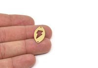 Pirinç Markiz Tılsımı, 2 Delikli, Bağlantı Parçalı Ham Pirinç Şimşek Desenli Markiz Şekilli Tılsımlar (23x12x1mm) SMP2130