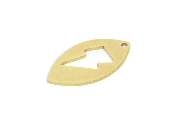 Brass Marquise Charm, Raw Brass Lightning Patterned Marquise Shaped Charms With 1 Hole (23x12x1mm) SMP2133