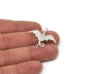 Silver Dragon Charm, 6 Antique Silver Plated Brass Dragon Shaped Charms With 1 Loop, Pendants, Findings (30x34x0.60mm) A4363