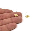 Brass Square Earring, 12 Raw Brass Square Stud Earrings (8mm) D1462