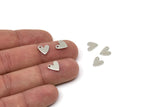 Silver Heart Charm, 24 Silver Tone Brass Heart Charms With 1 Hole (8x1mm) M02172