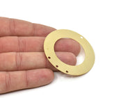 Pirinç Daire Charm, 4 Delikli Ham Pirinç Daire Charm, Küpe Parçaları, Geometrik Charmlar, Bağlantı Parçaları (52x10x0,4 mm) Y114