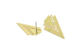 Brass Triangle Earring, 6 Raw Brass Triangle Stud Earrings (34x19x0.60mm) A5771