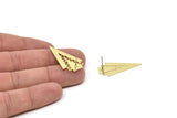 Brass Triangle Earring, 6 Raw Brass Triangle Stud Earrings (34x19x0.60mm) A5771