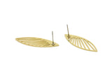 Brass Marquise Earring, 6 Raw Brass Marquise Shaped Stud Earrings (40x14x0.60mm) A5910