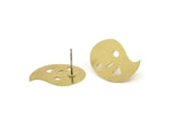 Brass Ghost Earring, 6 Raw Brass Ghost Shaped Stud Earrings (22x15x0.60mm) A5773