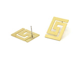Earring Studs, 6 Raw Brass -  Stud Earrings - Brass Earrings - Earrings (20x15x0.60mm) A5728