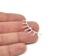 Silver Eyelash Charm, 6 Antique Silver Plated Brass Eyelash Charms With 1 Loop, Pendants, Earrings (36x14x1mm) D1252