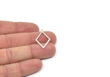 Silver Diamond Charm, 12 Antique Silver Plated Brass Rhombus Charms With 1 Loop, Earrings, Findings (29x17x0.60mm) D1227