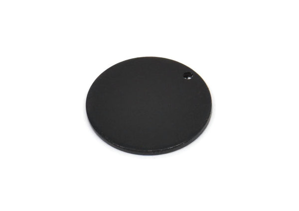 Siyah Kabaşon Etiket, 1 Delikli 4 Oksitlenmiş Siyah Pirinç Kabaşon Etiket, Damgalama Etiketleri (20x1,2 mm) D1381