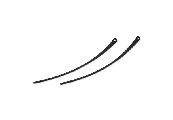 Siyah Küpe Telleri, 1 Delikli 10 Oksitlenmiş Siyah Pirinç İğne Çubuğu Küpe Telleri (60x2,5x1 mm) BS 2290 H1071