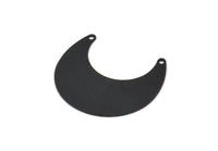 Siyah Ay Tılsımı, 2 Delikli, Bağlantı Parçalı, Bağlantı Parçalı 8 Dokulu Oksitlenmiş Siyah Pirinç Boynuz Tılsımı (25x12x0,50 mm) D1213
