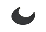 Siyah Ay Tılsımı, 2 Delikli, Bağlantı Parçalı, Bağlantı Parçalı 8 Dokulu Oksitlenmiş Siyah Pirinç Boynuz Tılsımı (25x12x0,50 mm) D1213