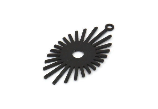 Siyah Sunny Charm, 1 Döngülü 12 Oksitlenmiş Siyah Pirinç Sunny Charm (26x14x0,60 mm) D1396