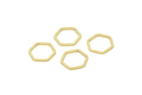Pirinç Altıgen Charm, 100 Ham Pirinç Altıgen Halka, Bağlantı Elemanları (11x10x0,80 mm) A5877