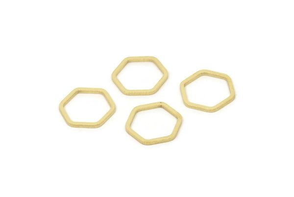 Pirinç Altıgen Charm, 100 Ham Pirinç Altıgen Halka, Bağlantı Elemanları (11x10x0,80 mm) A5877