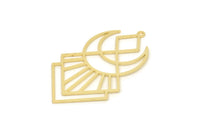 Gold Diamond Charm, 2 Gold Plated Brass Crescent Moon Charms With 1 Loop, Findings (42x25x0.60mm) SMP1068 A6018