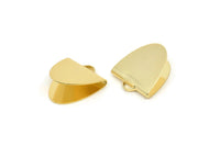 Gold Ribbon Crimp, 4 Gold Plated Brass Ribbon Crimp Ends With 1 Loop, Findings (18x15.5mm) E021
