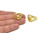 Brass Bohemian Ring Setting, Raw Brass Exotic Rings With Stone Setting - Pad Size 8mm (18mm) N0125