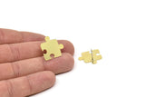Brass Puzzle Earring, 6 Raw Brass Puzzle Shaped Stud Earrings (21x20x0.60mm) A6755